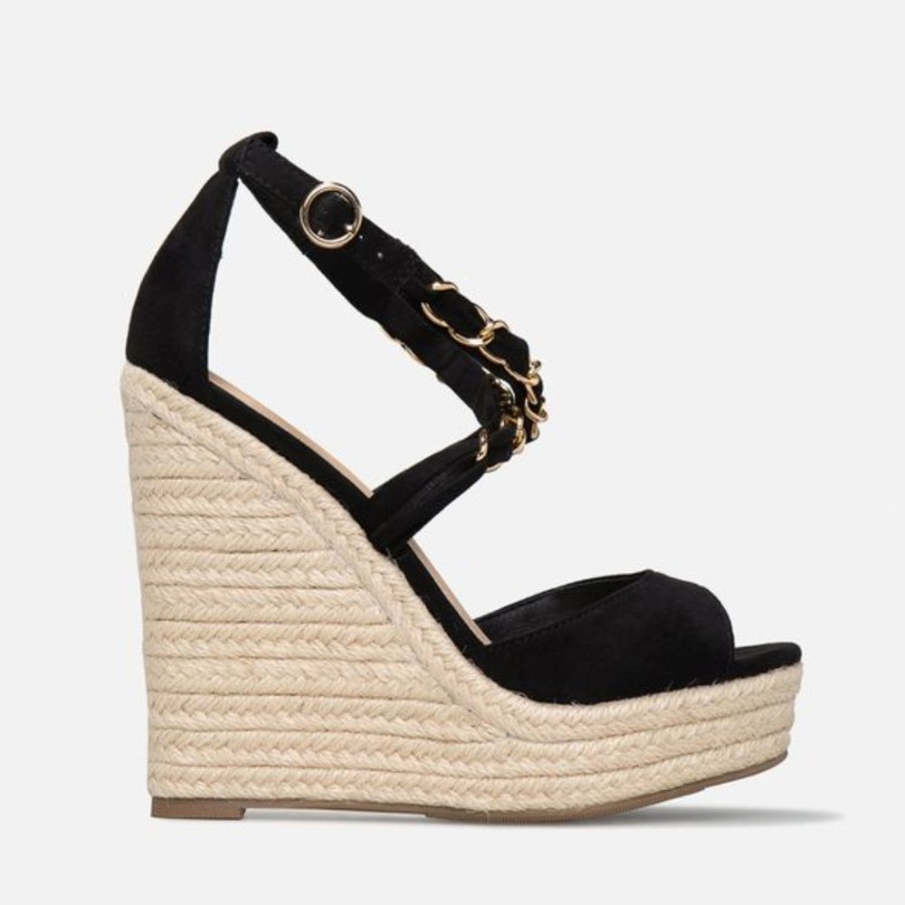 Bandy Embellished Espadrille Wedge in Black - Picture 2 of 5